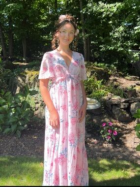 Pink hydrangea maxi dress